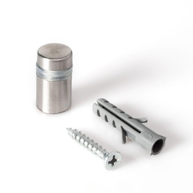 OUTWATER Stainless Steel Standoff 1/2 Inch Diameter x 1/2 Inch Barrel Length Brushed Finish for PVC, Glass and Acrylic Sign Stand Off Wall Anchors and Screws 20 Piece Store/Restaurant Pack - Image 1